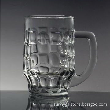 Heavy-bottom Beer Mug with Many Square and Round Patterns on the Body